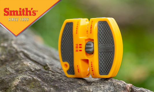 GET THE PERFECT EDGE EVERY TIME WITH SMITH’S 2-STEP ADJUSTABLE ANGLE SHARPENER