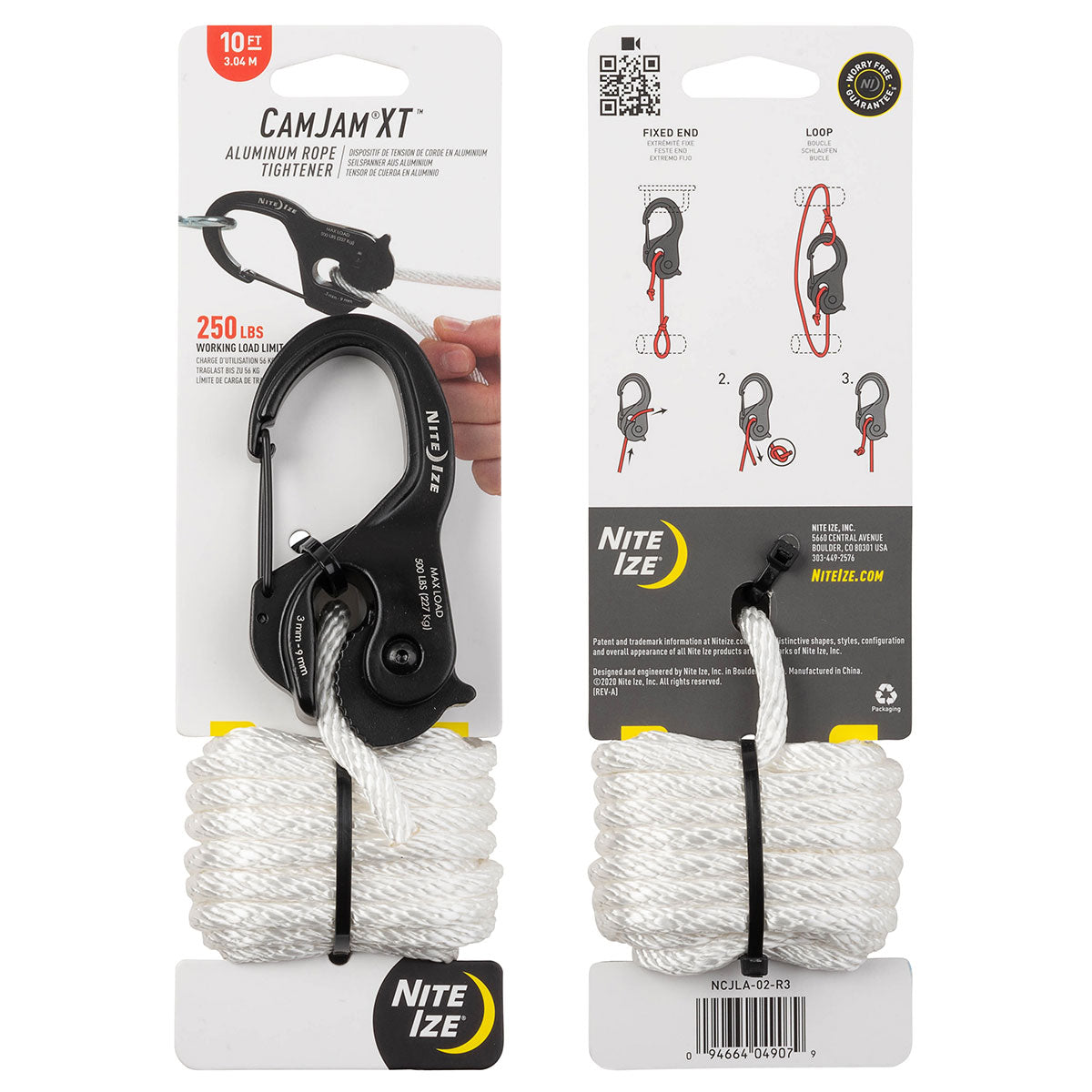 CamJam XT Aluminium Rope Tightener with 10ft Rope