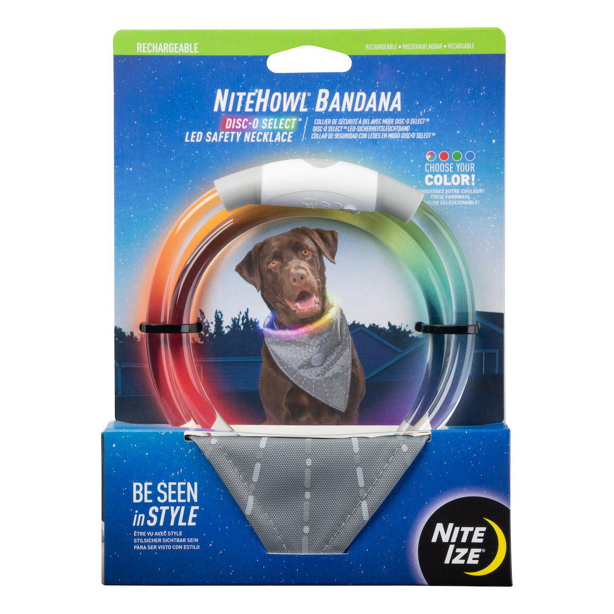 Pet NiteHowl Bandana Rechargeable LED Safety Necklace - Disc-O Select