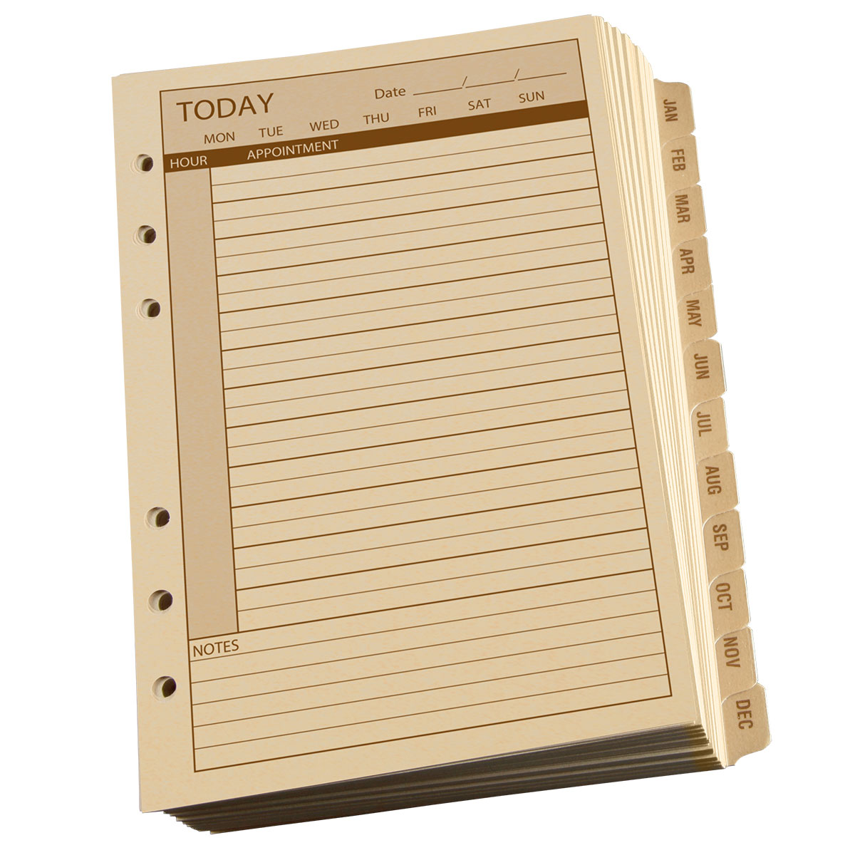 Standard Daily Planner Refill 4.625 x 7 w/6 Hole Punch