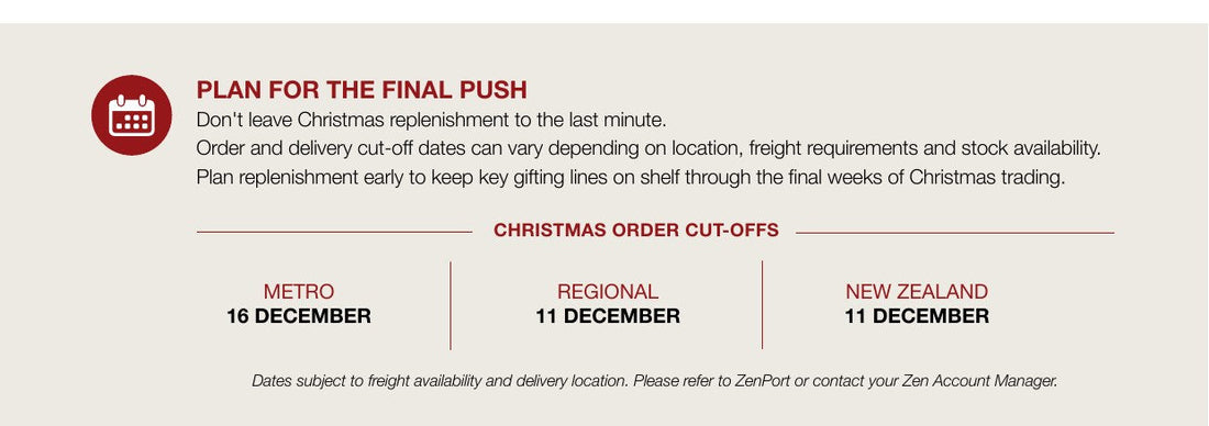Christmas 2026 Order Cut-Off Dates
