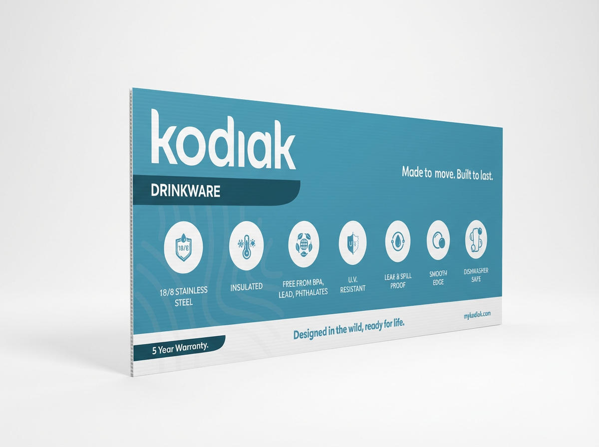 POS Panel Logo Signage Drinkware 1000mm x 400mm