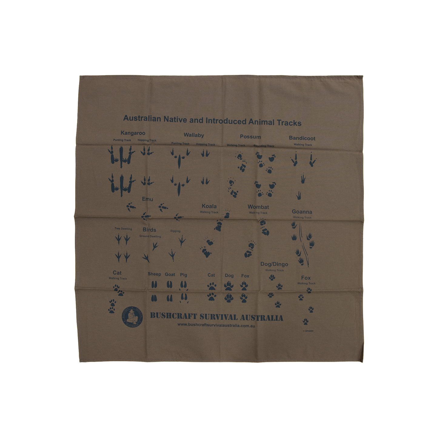 Bushcraft Survival Bandana Animal Track