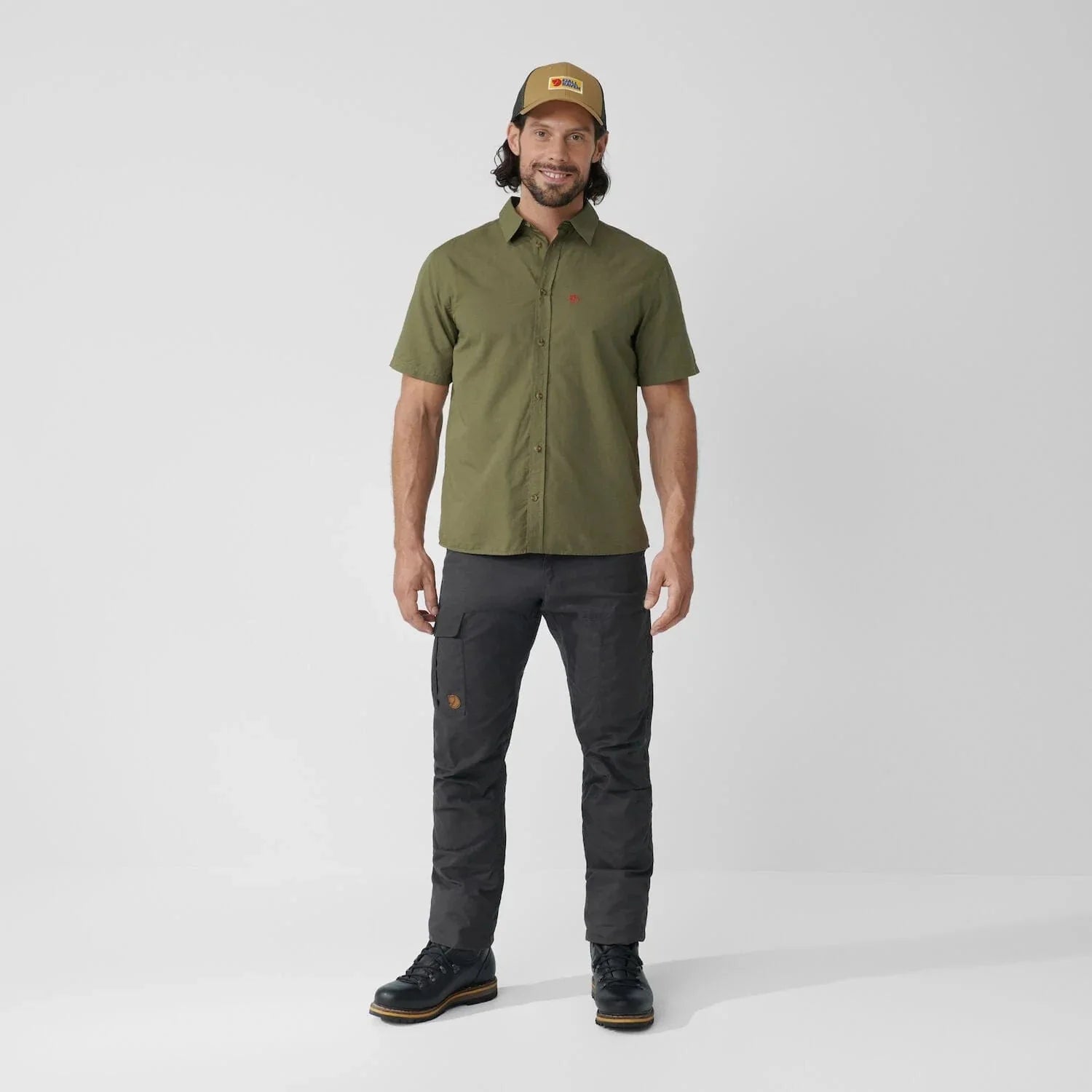 Produktbild von Fjällräven Abisko Wool Logo Kurzarmshirt Herren - Schwarz