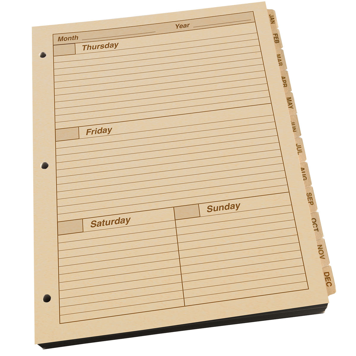 Maxi Weekly Planner Refill 8.5 x 11 w/3 Hole Punch