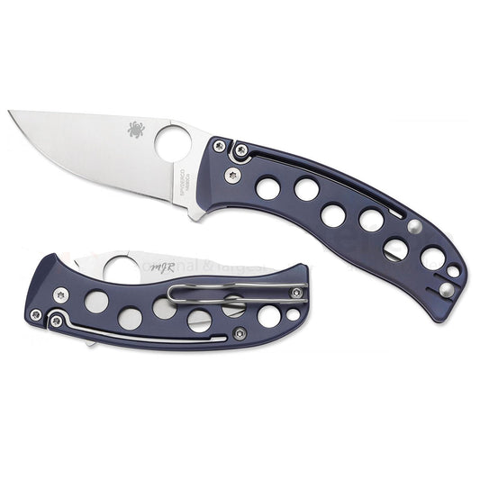 PITS Folder Titanium Knife - Blue Bead Blast - Plain Blade